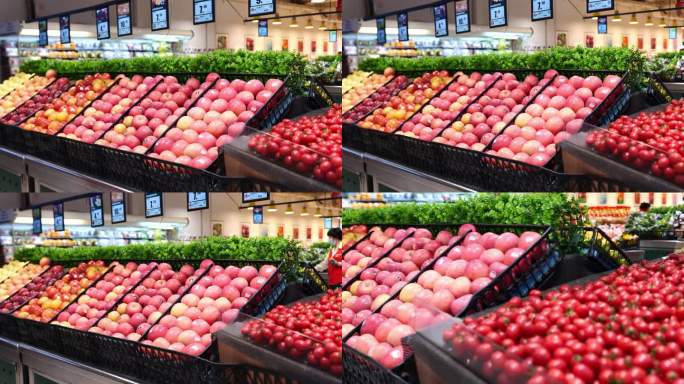 超市货架上的苹果