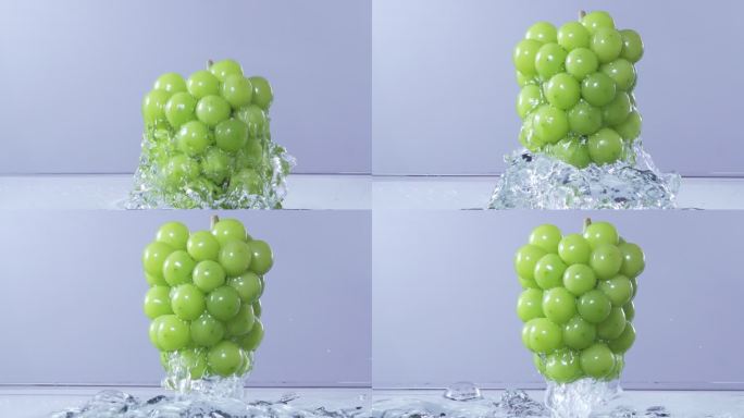 慢动作超高速拍摄新鲜葡萄出水