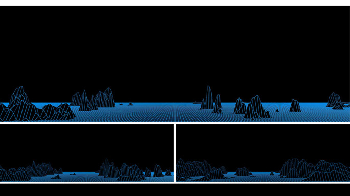 【宽屏光线空间】蓝色网格山体生长科技背景
