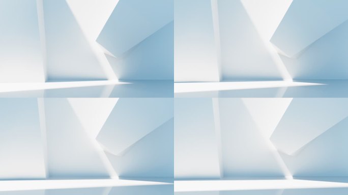 白色几何体建筑空间与光影变化3D渲染