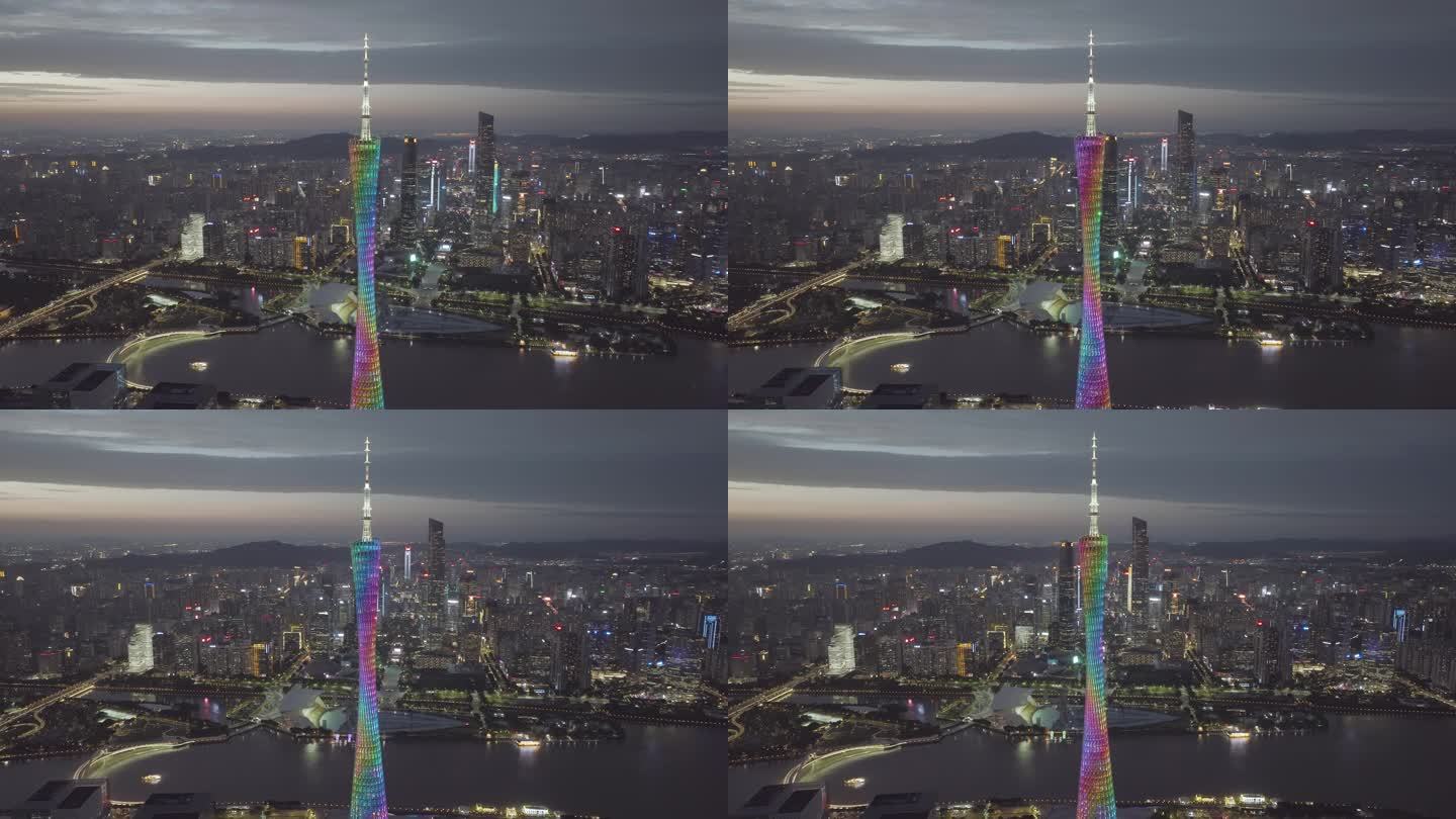 【商用4K】广州城市地标珠江新城夜景航拍