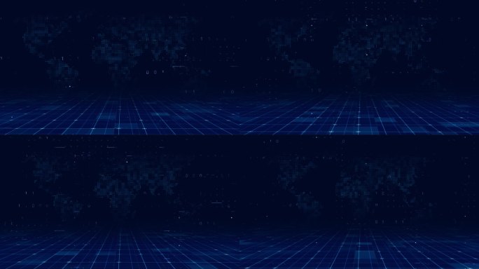 蓝色世界地图晶格高科技网格背景