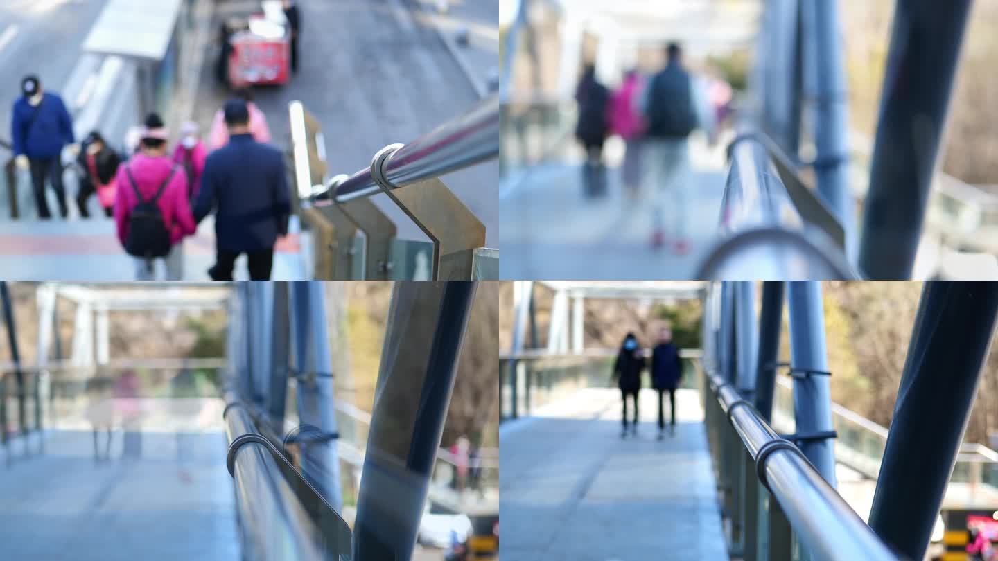 城市天桥行人行走升格4k视频素材