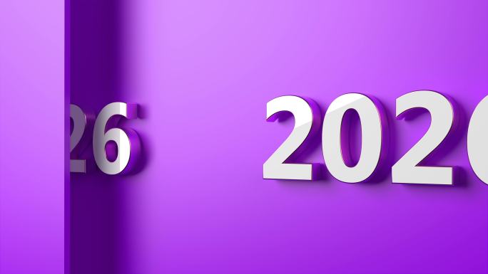 紫色背景下的2026新年概念