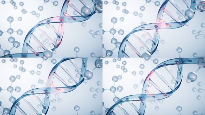 旋转的DNA与生物科技概念3D渲染