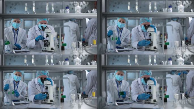 实验室里从事抗病毒药物研究的化学家。