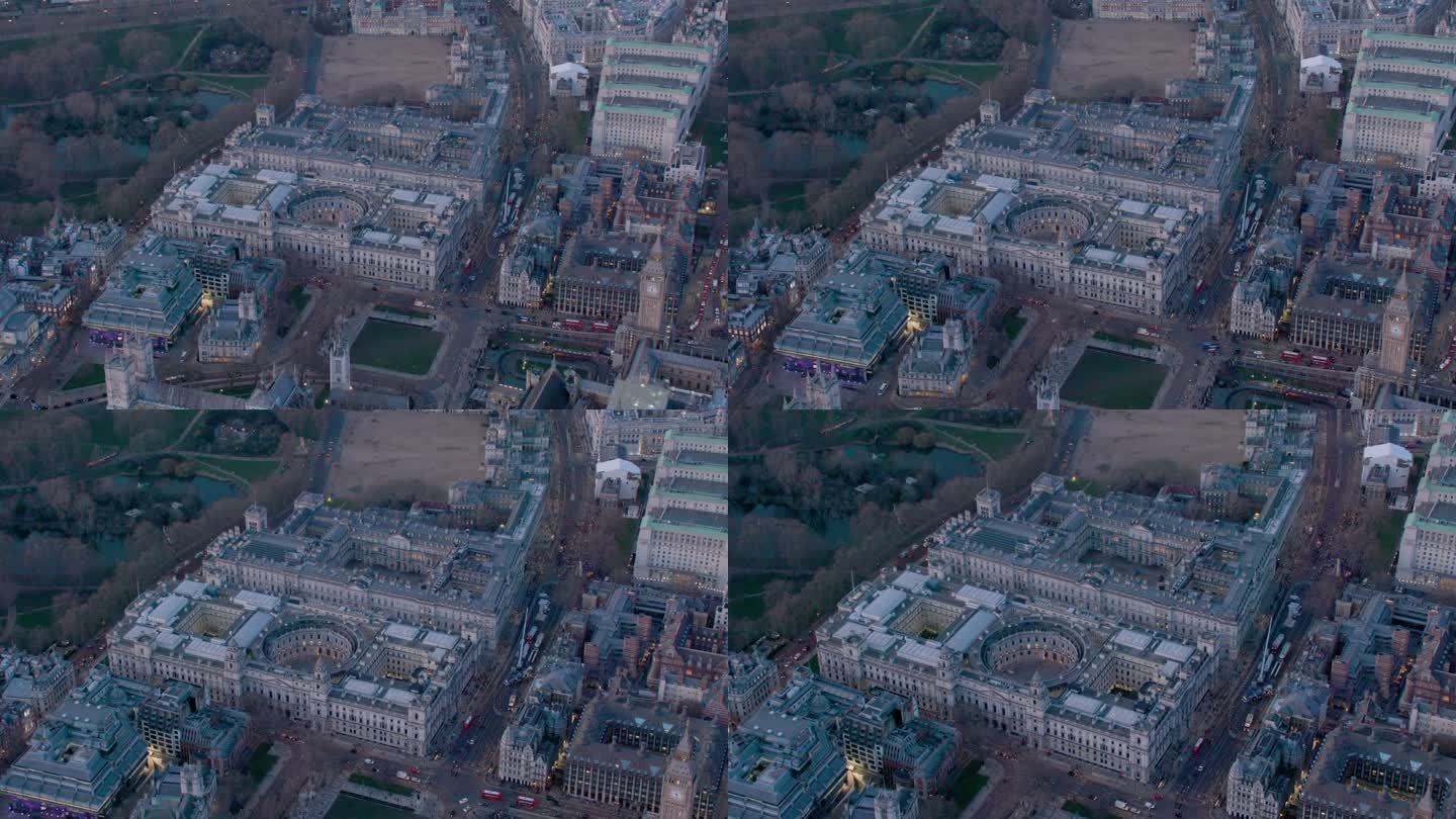 英国伦敦议会大厦和白厅鸟瞰图。4公里