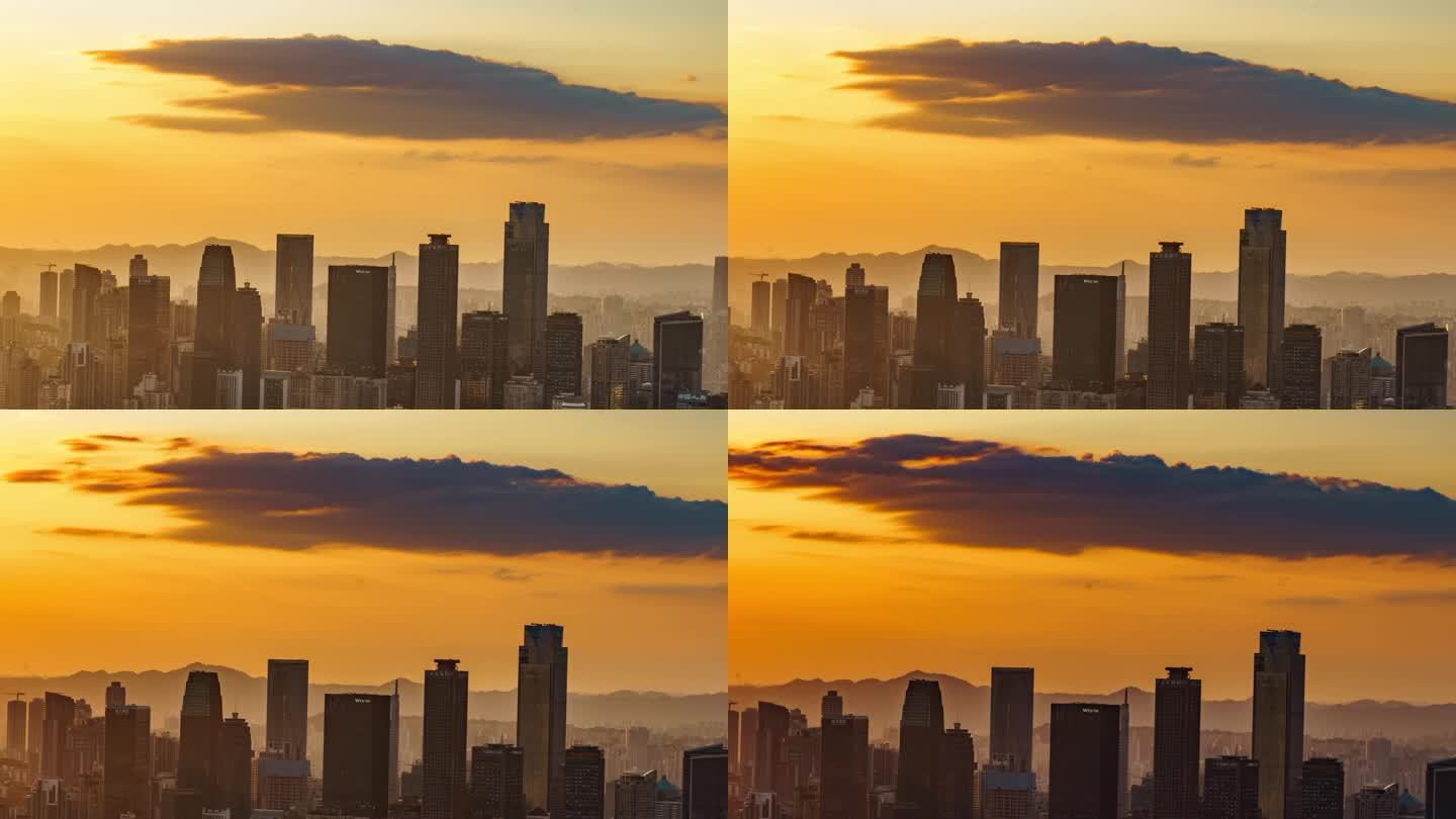 城市夕阳，太阳下山，夕阳西下4k视频素材