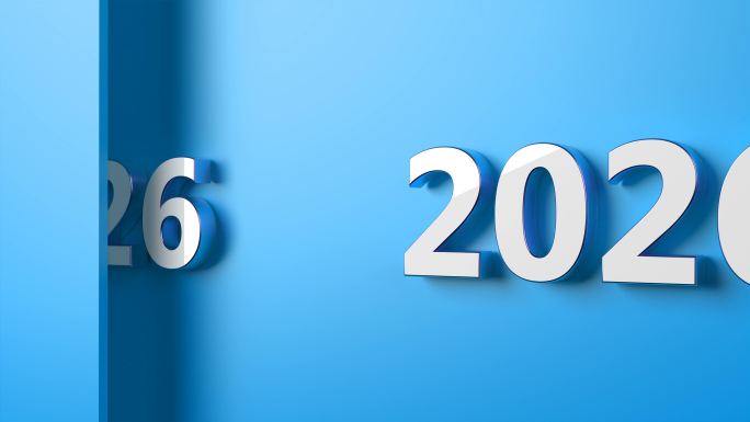 蓝色背景下的2026新年概念