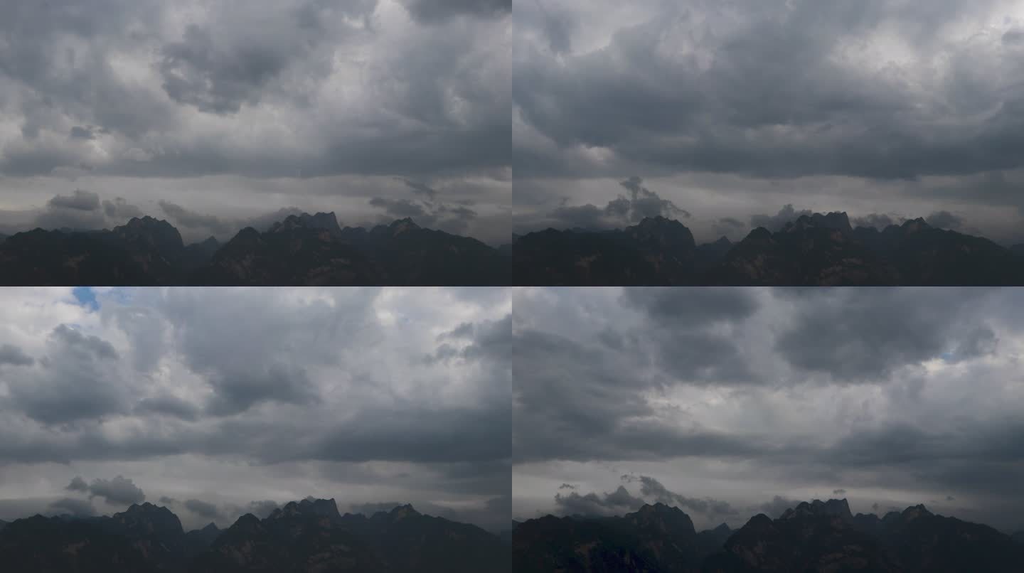 华山大高山顶乌云黑云向左漂移延时拍摄摄影