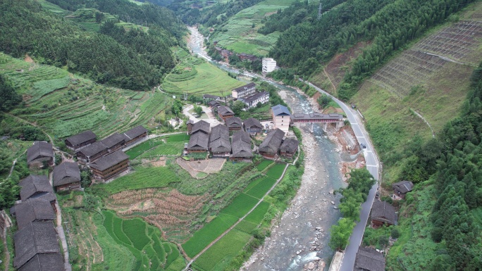 广西龙胜龙脊风景区寨子民宿风光