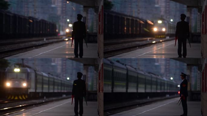 绿皮火车进车站