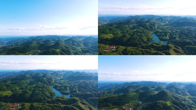 航拍中国生态保护城市用水保护区绵延山峰