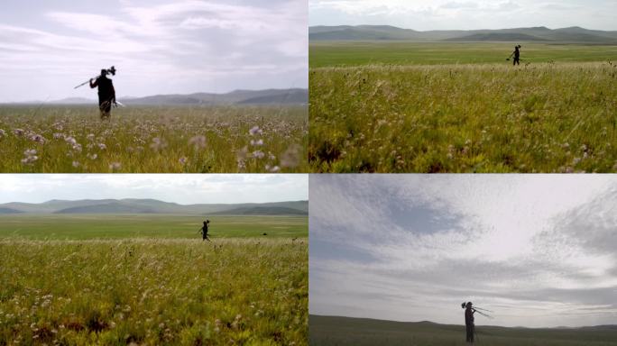 摄影师采风创作大草原风景