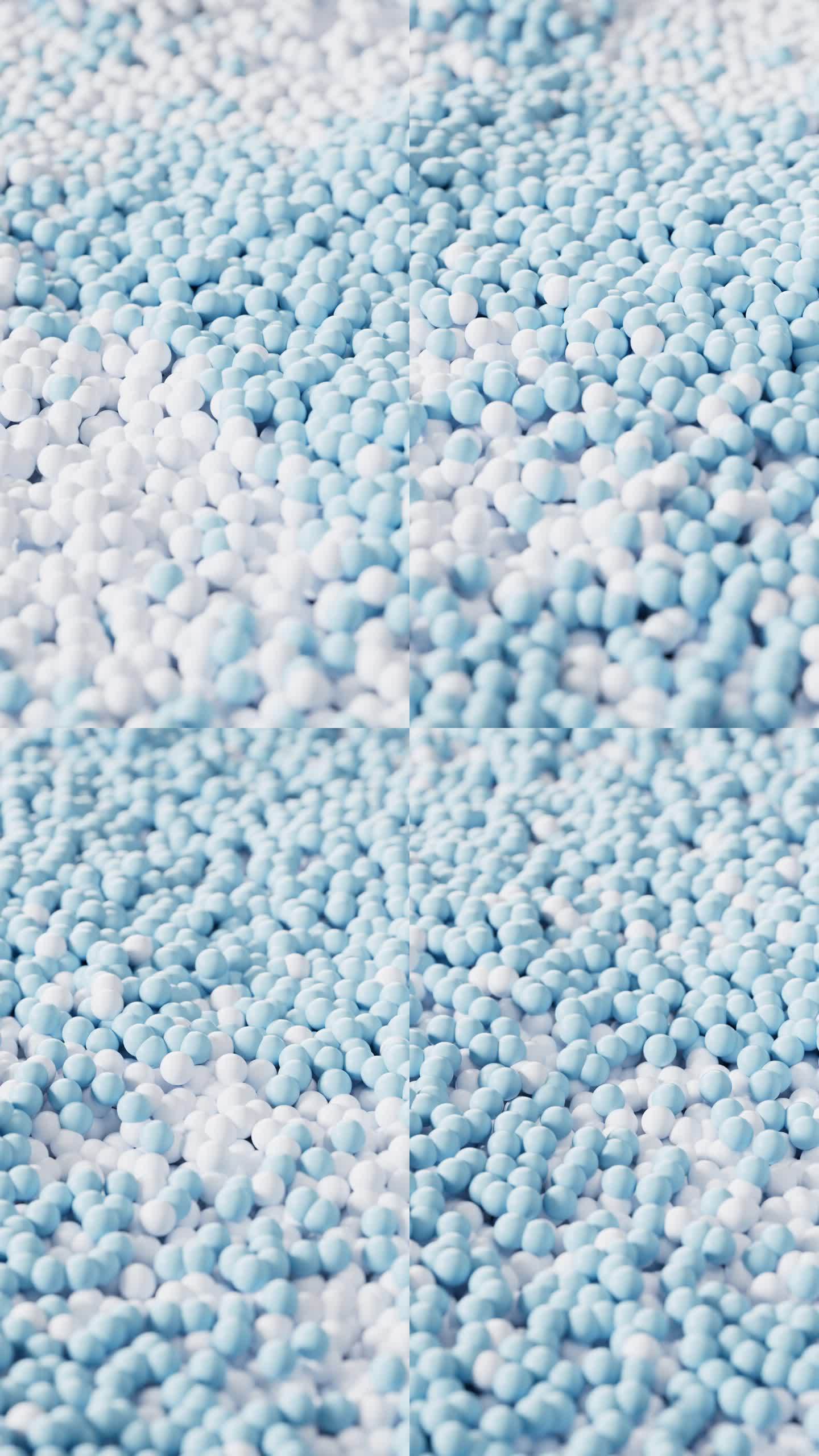 散落流动的蓝色颗粒球体3D渲染
