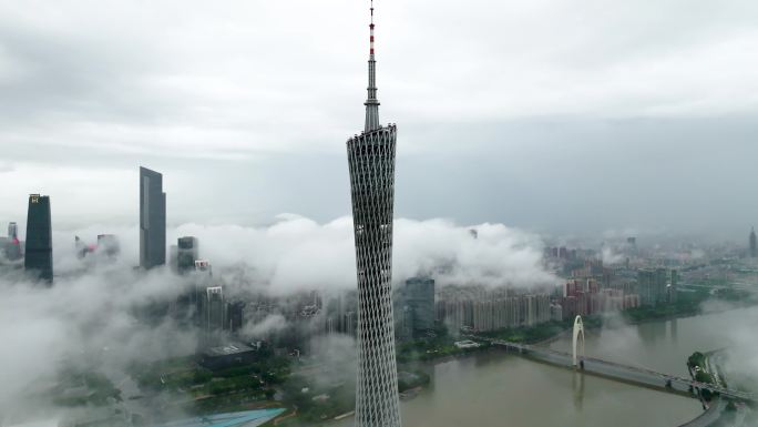 【商用4K】广州珠江新城城市地标雨后云海