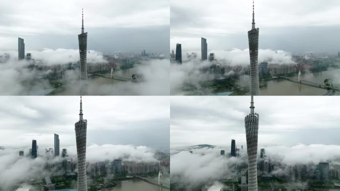 【商用4K】广州珠江新城城市地标雨后云海