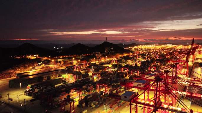 最新-上海临港自贸区洋山港码头宣传片夜景