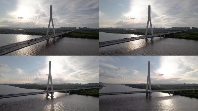 哈尔滨松浦大桥城市风光航拍