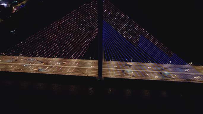 哈尔滨松浦大桥城市夜景航拍
