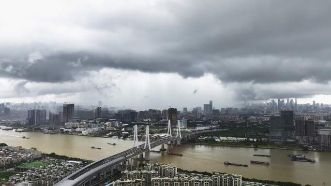 【商用4K】广州城市地标全景暴雨台风过境