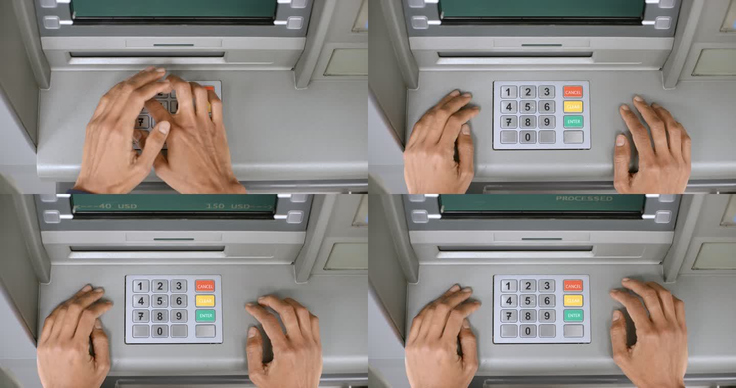 LD女士在输入PIN号码时屏蔽ATM上的键盘