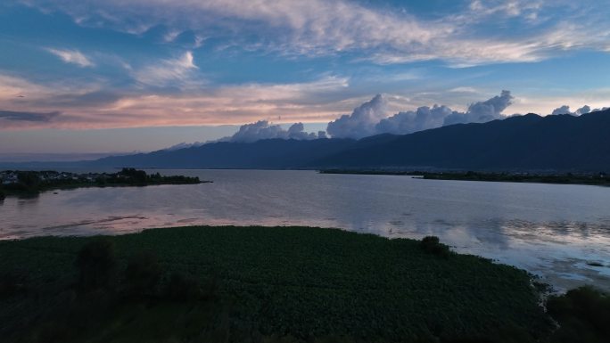 4K 大理 洱海 日落 航拍
