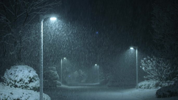 下雪的夜晚下雨夜晚路灯灯光飘雪孤独寂寞寒