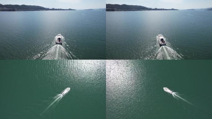 游艇掠过水面
