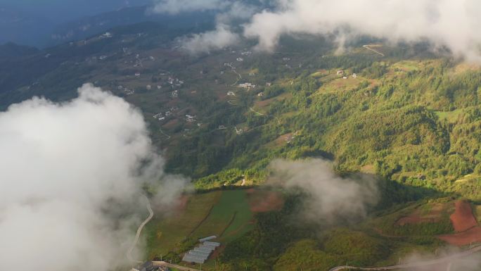 4k航拍宏伟壮观高山峡谷云海