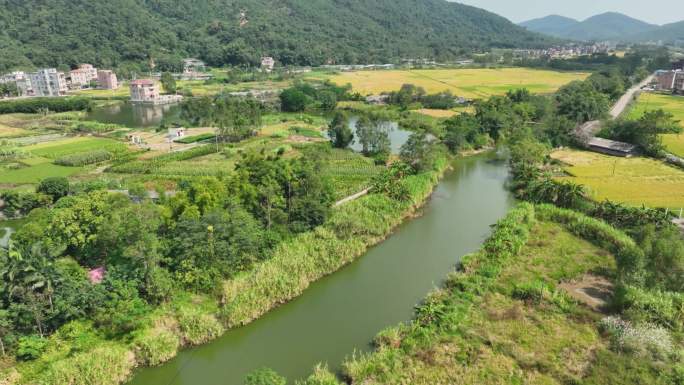 4K航拍广西玉林绿水青山田园风光