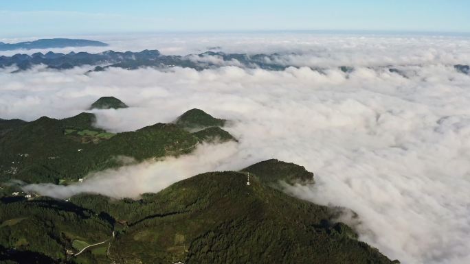 4k航拍高山峡谷云海