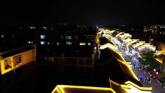 湖北襄阳古城夜景航拍