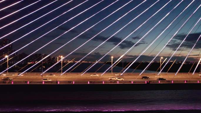 哈尔滨松浦大桥城市夜景航拍