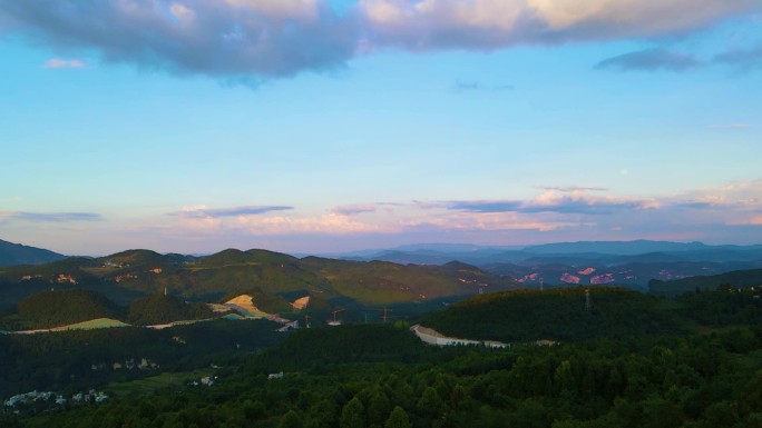 乡村振兴航拍中国祖国山河绵延山峰新农村