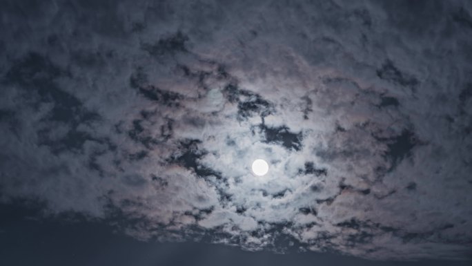 4k实拍月色月亮云层涌动