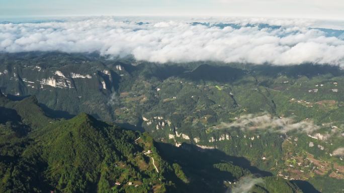 4k航拍高山峡谷云海