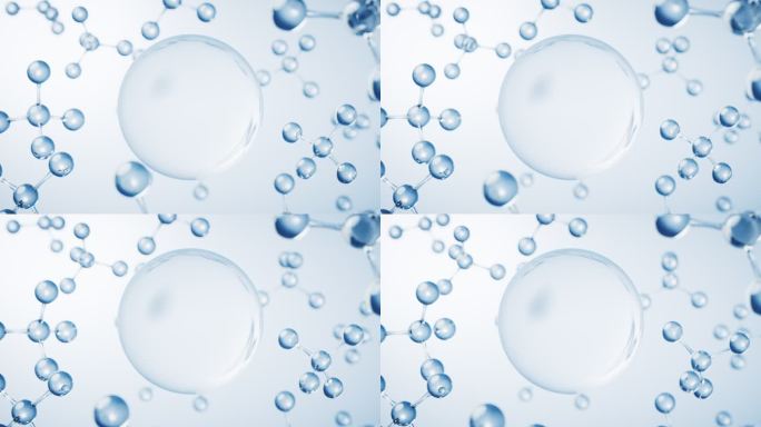 透明气泡与生物科技分子背景3D渲染