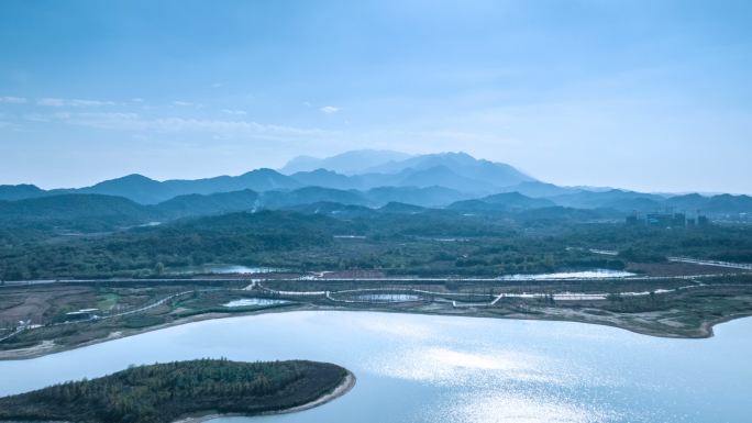 九江芳兰湖看庐山延时航拍