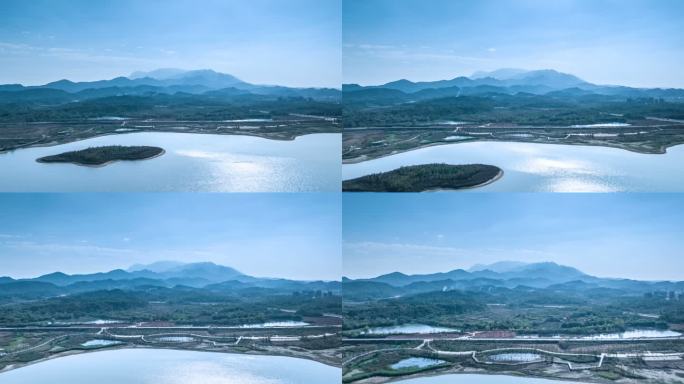 九江芳兰湖看庐山延时航拍