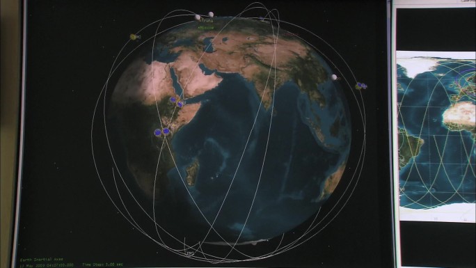 卫星绕着地球运行动画