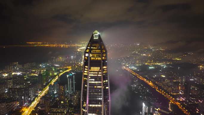 4K航拍深圳福田夜景延时合集