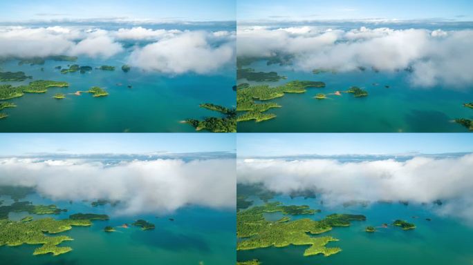 万绿湖多组镜头满水状态航拍延时4k