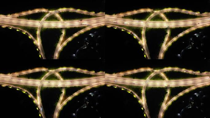 4K重庆北碚高速互通夜景车流航拍延时