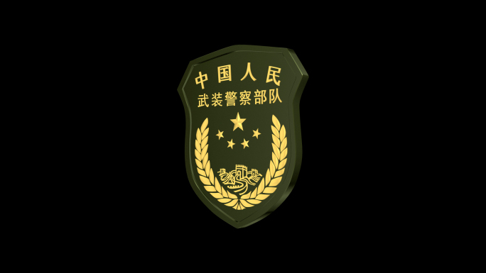 武警部队臂章三维模型和透明动画