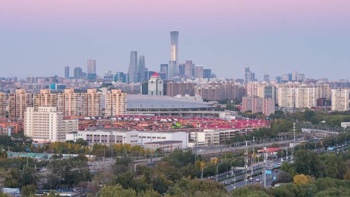 4K｜北京市丰台区南站国贸中国尊车流延时