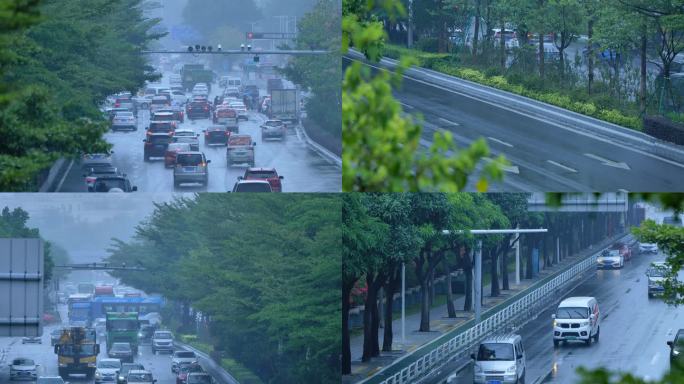 阴雨天雾天城市车流