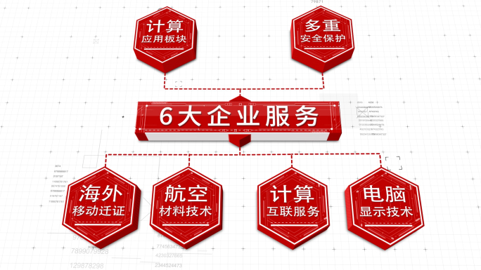 红色立体企业科技文字结构展示AE模版