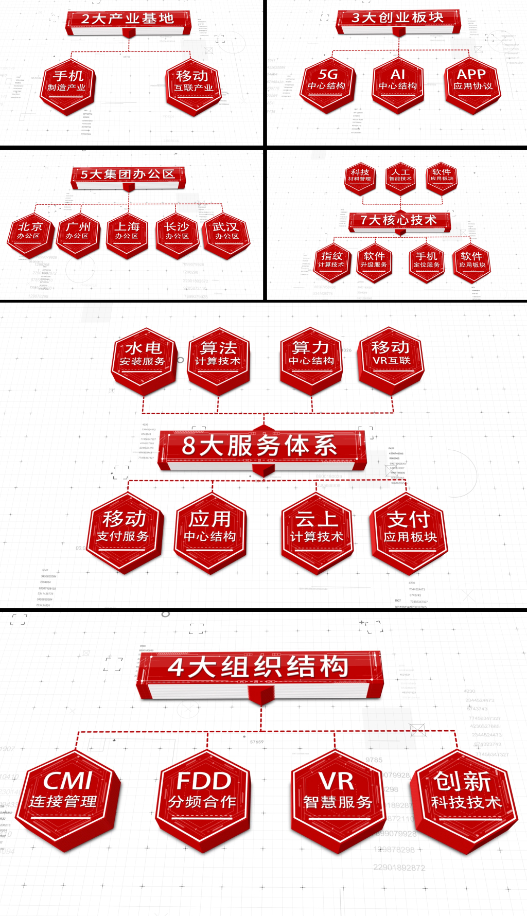 红色立体企业科技文字结构展示AE模版