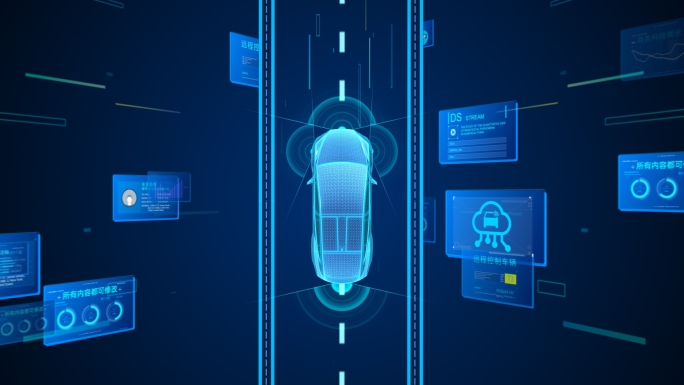 科技感车联网汽车产业链MG图形动画